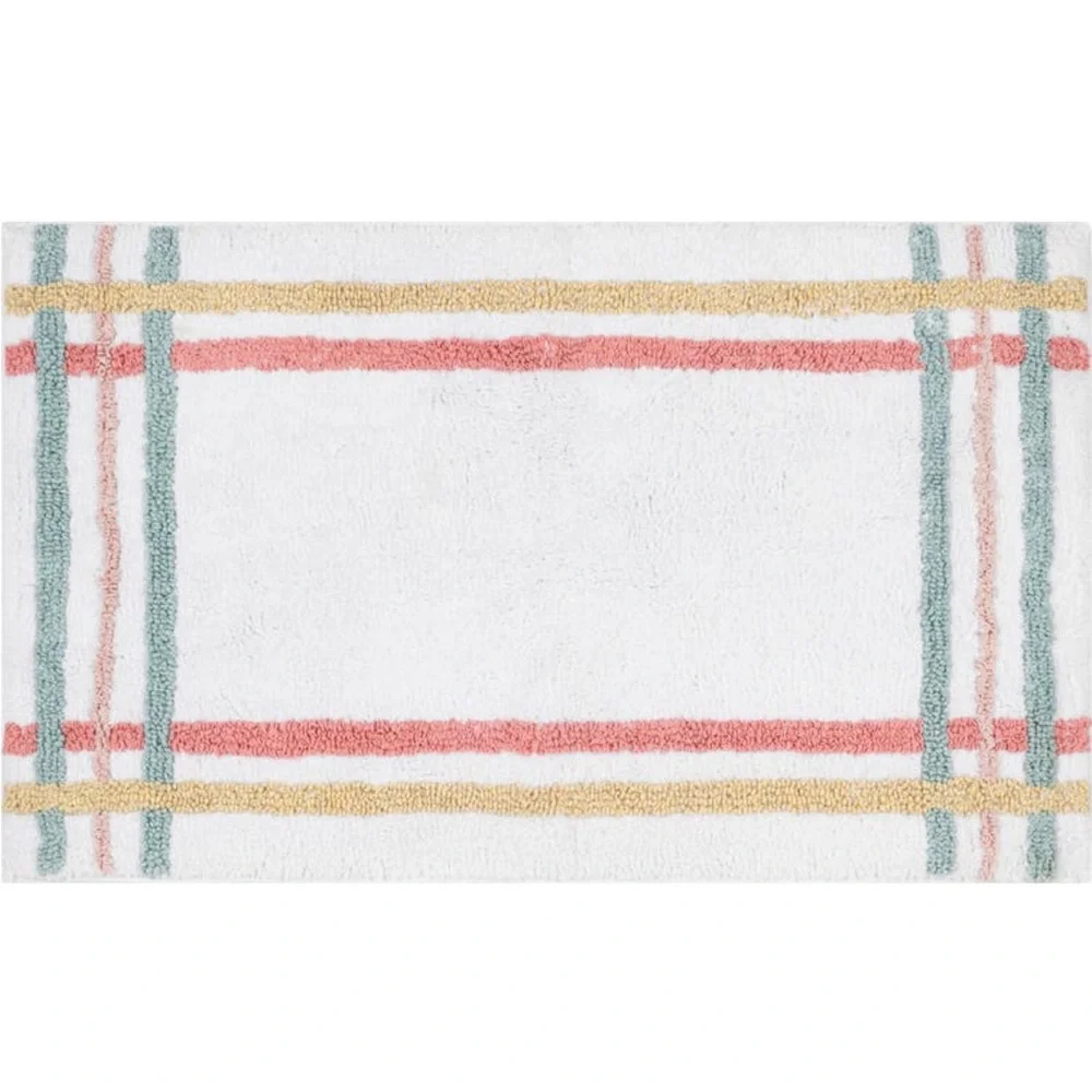 Lrg. Nordstrom Plush Stripe Trim Bath Rug 21x24”